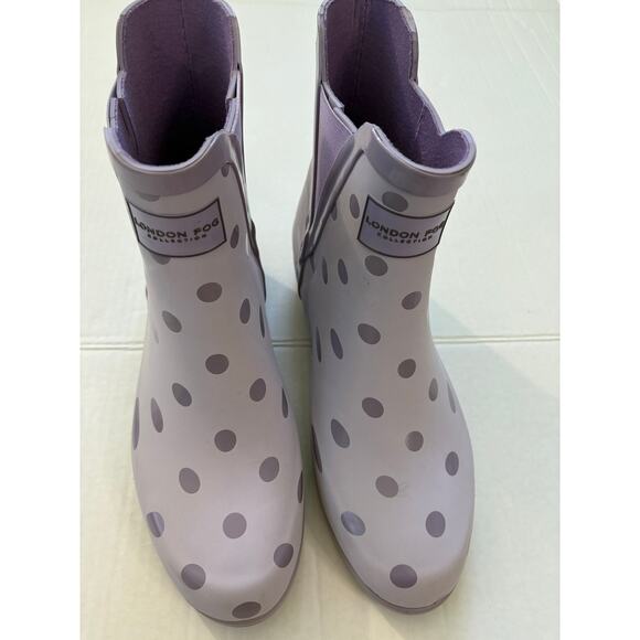 London Fog Women's Piccadilly Rain Boot Lilac Dots Size 8 Rubber Waterproof - Picture 8 of 9